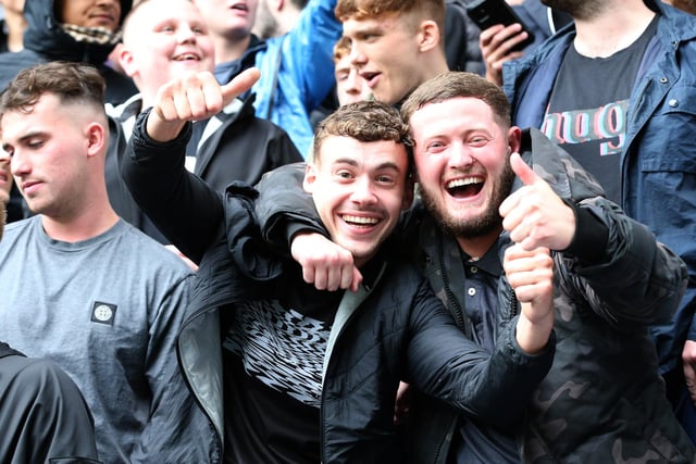 Preston fans look happy to be back on the terraces.