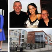 Left: Doreen Delceita Lawrence, Baroness Lawrence and her son Stuart. Top right: John and Penny Clough with their daughter, Jane. Bottom right: Cardinal Newman College
