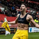 Preston North End's Ched Evans celebrates scoring the winning goal against Stoke City at the start of the month