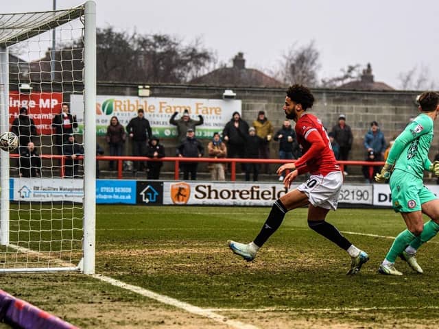 Lee Angol was Morecambe's joint-highest scorer this season with eight goals Photo: Morecambe FC