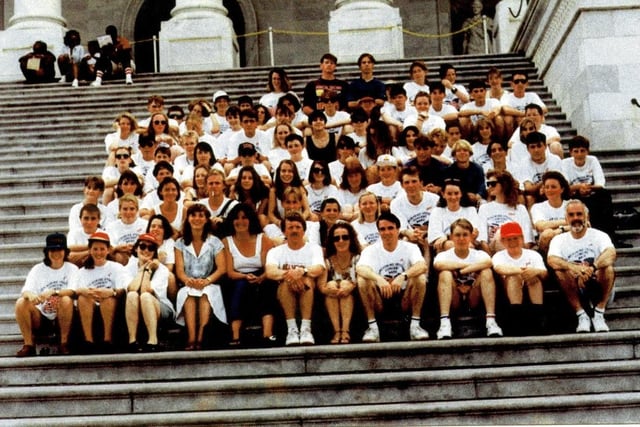 Lancashire students concert band on the steps of the Capitol Building in Washington, USA