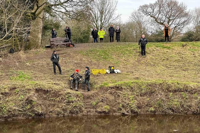 Police divers are concentrating their search efforts on the stretch of river close to the bench – see our video above – but have yet to find any evidence to suggest she might have entered the water.