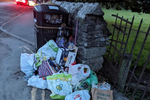 Rubbish left at Devil's Bridge in Kirkby Lonsdale by daytrippers and visitors. Picture courtesy of South Lakes Police.