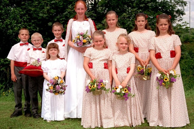 Gala queen, Joanne Hems,12, with her retinue at Catterall gala