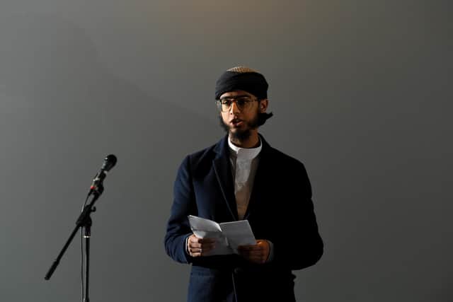 Adil Tagari, Mulana from Al Salam mosque, takes his turn at the mic