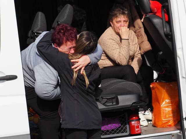 Emotional meeting with Ukrainian locals