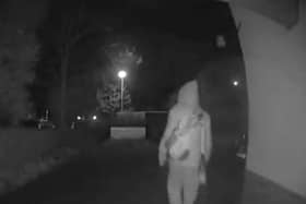 Footage shows the brazen thief helping himself to a milk carton just three minutes after it was delivered.