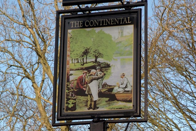 The Continental pub sits on the picturesque banks of the River Ribble in Preston. This is reflected in the old sign for the pub, showing the landlord of the pub serving drinks to leisure boat sailors - memories of a time gone by