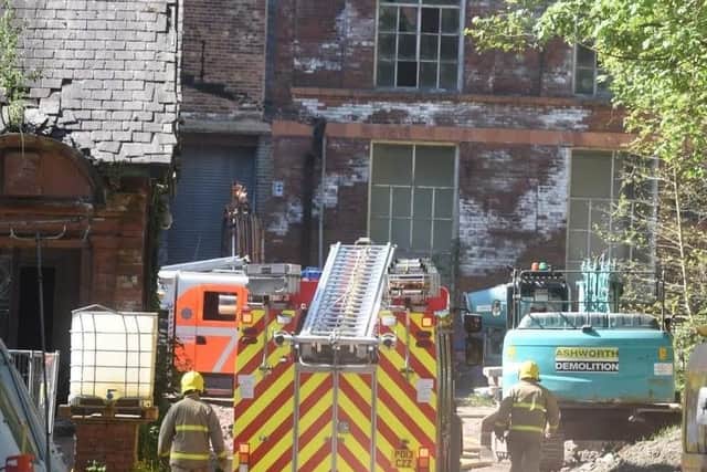Fire crews at Cowling Mill after a waste fire broke out inside the derelict building on Monday, June 13