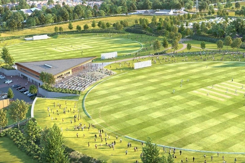 How the two ovals and pavillion of the new Lancashire Cricket ground in Farington will look (image: BDP via Lancashire County Council's planning portal)