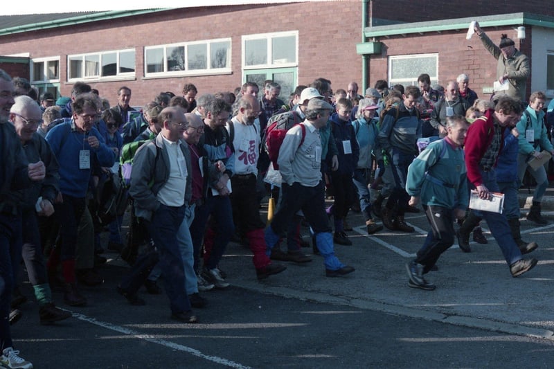 Around 350 walkers and runners set off from Broughton Club on Whittingham Lane, Broughton, to take part in a round-Preston walk, organised by the West Lancashire group of the Long Distance Walkers' Association and the Preston group of the Rambers' Association. All money raised through the sponsored walk went to the Evening Post's Magic Million Appeal and St Catherine's Hospice.