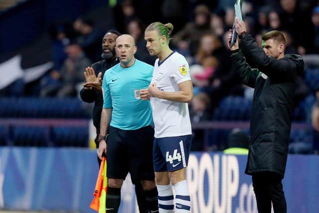 Preston North End's Brad Potts is subbed on