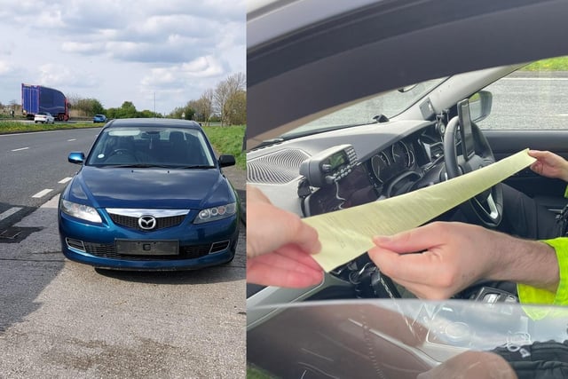 This cloned Mazda was boxed in by the police as it travelled out of Lancashire on the M6 on April 16.
The driver earnt themselves a ticket as wide as the car and the vehicle was seized. 
Cloning a vehicle is when a criminal copies the identity of another vehicle by stealing or duplicating their registration plates. Often criminals will then use the cloned vehicle to carry out further crime or avoid speeding or parking fines.