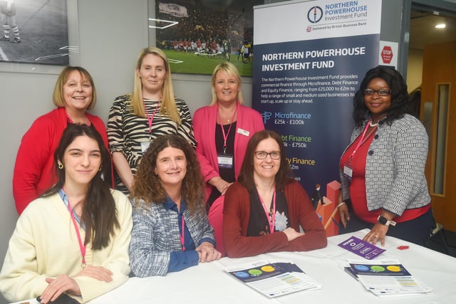 An International Women's Day Conference was held at Preston North End FC. Pictured from the Northern Powerhouse Investment Fund, clockwise from top left are Karen de Meza, Alison Powell, Sue Barnard, Theodora Newman, Dlyth Edwards, Suzanne Tinkler and Klarissa Nura.