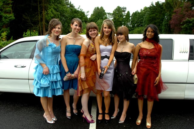 Stretch limo transport for these girls at the Archbishop Temple leavers prom at The Pines  in 2008