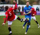 Lancaster City take on FC United of Manchester at Giant Axe earlier this month