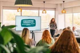 Abbie Curzon launching the new Neurodiversity Toolkit to colleagues. Photo: The Cumberland Building Society