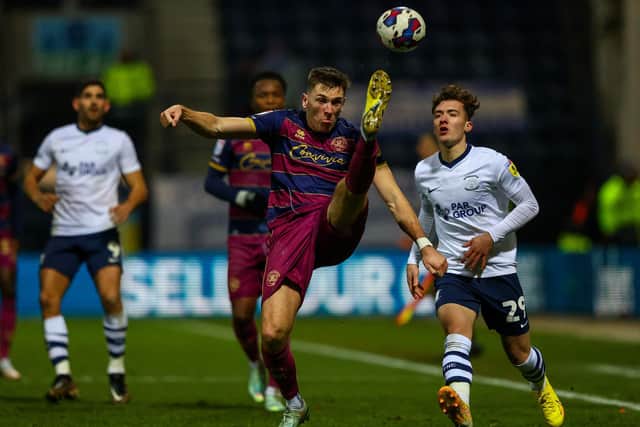 Queens Park Rangers' Jimmy Dunne clears under pressure from Preston North End’s Finlay Cross-Adair

The EFL Sky Bet Championship - Preston North End v Queens Park Rangers - Saturday 17th December 2022 - Deepdale - Preston
