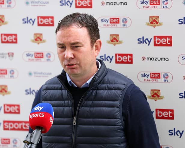 Derek Adams, manager of Morecambe (Photo by Charlotte Tattersall/Getty Images)