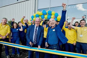 New store opening. IKEA Preston - Kitchens.

Pictured, Ribbon Cutting. David Borrow, Exc Member for Development and David Holland, interior designer for the new store.

© Victor De Jesus/UNP