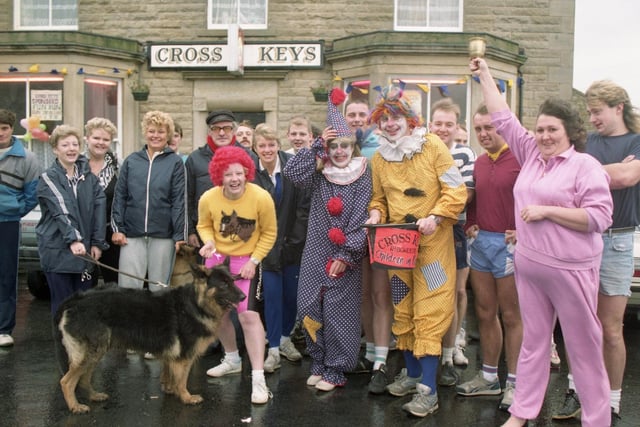 Big hearted regulars at the Cross Keys Hotel in Fleet Street Lane, Ribchester, near Preston, braved the elements for a fun run that raised £1,000 for Children in Need