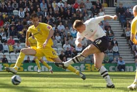 PNE vs Cardiff City, Saturday 18th April 2009 - PNE won the match 6-0
Neil Mellor releases the trigger