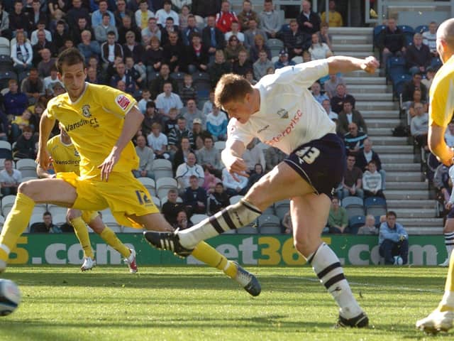 PNE vs Cardiff City, Saturday 18th April 2009 - PNE won the match 6-0
Neil Mellor releases the trigger