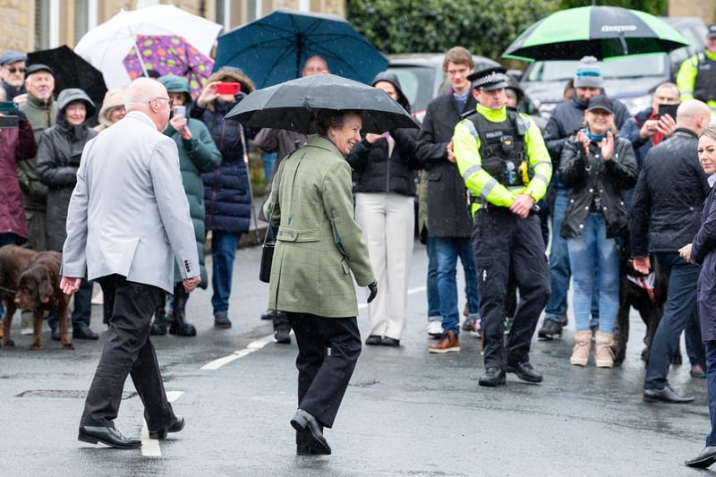 Princess Anne leaves the Trawden Arms and heads to the Trawden Forest Community Centre. Photo: Kelvin Lister-Stuttard