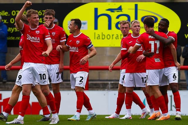 Morecambe hope they will have something to celebrate against Stockport County tomorrow Picture: Jack Taylor