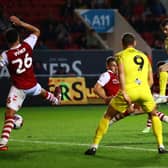 Andrew Hughes of Preston North End scores his team's goal during the Sky Bet Championship between Bristol City and Preston North End at Ashton Gate.