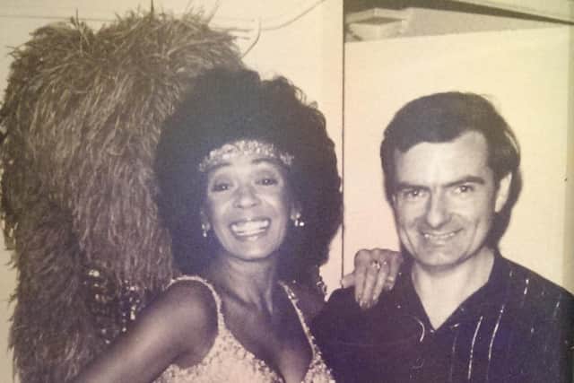 Dame Shirley Bassey with David Woods, from David Maria Hair Salon, in 1982, when he styled her hair for her shows at The Winter Gardens, Blackpool