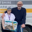 Lou Yewdall of Wiltshire Farm Foods (left) and Brian Clarke (right)