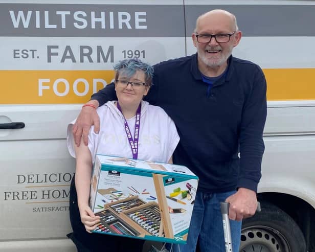 Lou Yewdall of Wiltshire Farm Foods (left) and Brian Clarke (right)