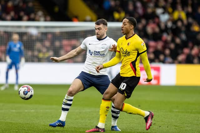 Ben Whiteman competing with Watford's Joao Pedro (Credit: Andrew Kearns/CameraSport)