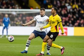 Ben Whiteman competing with Watford's Joao Pedro (Credit: Andrew Kearns/CameraSport)