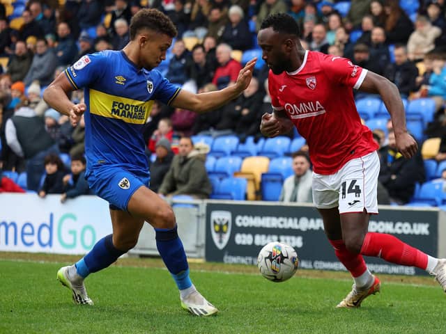 Jordan Slew had a couple of opportunities for Morecambe Picture: Andrew Redington/Getty Images
