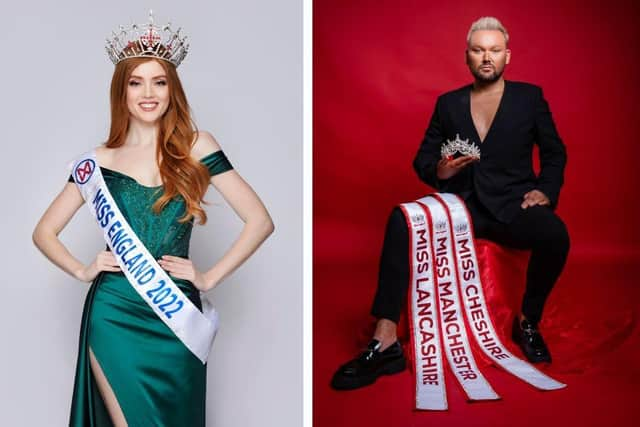 Left: the current Miss England, Jess Gagan. Right: Regional Director for Miss Manchester, Lancashire and Cheshire Sean Maloney.