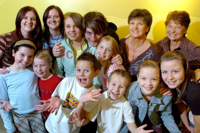 Preston Musical Comedy Society's siblings who are all appearing together in their latest production of Carousel. From left: (back) Rachel and Lorna Cookson; Nicola, Anthony and Grace Woods; Pamela Morton and Sheila Thompson (who are also grandma and auntie to Cameron and Spencer); Maddy and Charlotte Birch; Cameron and Spencer Nicholls; Grace and Philippa Garlington