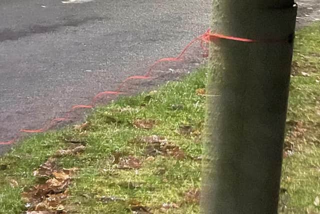 The red piece of rope was found hung low across the road in Broadfield Drive, Leyland on Saturday night (January 7)