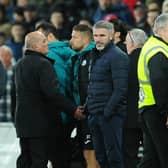 Preston North End manager Ryan Lowe looks on after trouble broke out between him and Swansea City's Joe Allen