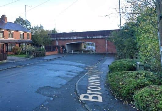 The site of one of the street robberies on Saturday night- the bridge on Brownedge Road, Lostock Hall by Irongate.