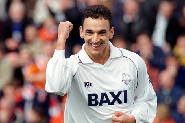 Kurt Nogan celebrates his goal during the Preston North End v Blackpool game at Deepdale, Preston back in 1999. Kurt made his debut for Preston North End in March 1997 and went on to make 106 appearances, scoring 31 goals before moving on to his home town club Cardiff City