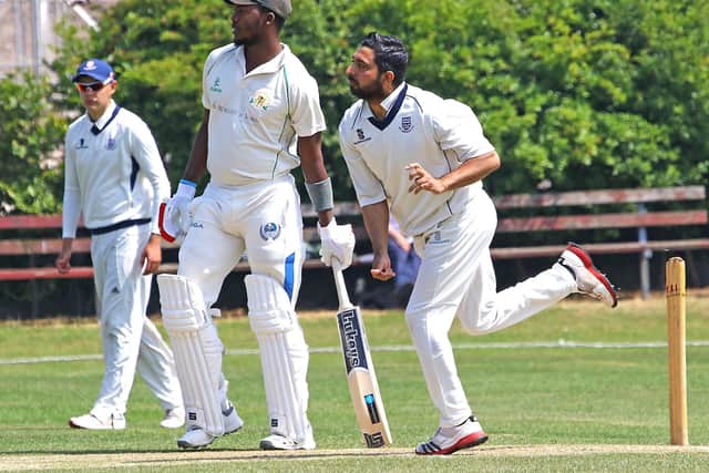 Mohamed Nadeem's superb spell of bowling was costly for Eccleston (photo:Tony North)