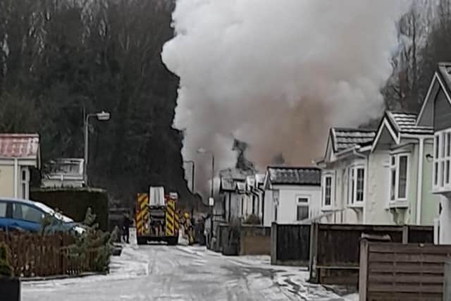 The static caravan caught fire at Penwortham Residential Park on Tuesday, December 13