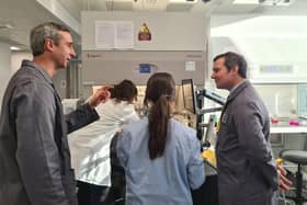 Bolton West MP Chris Green (right) visiting the Bioprinting Technology Platform with Dr Ian Wimpenny. Photo: The University of Manchester