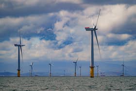 A windfarm off Liverpool Bay, off the coast of North Wales.  
PA Photo. Issue date: Thursday October 27, 2022.