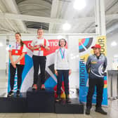 Evie after winning the Junior National Indoor Championships (credit Archery GB)