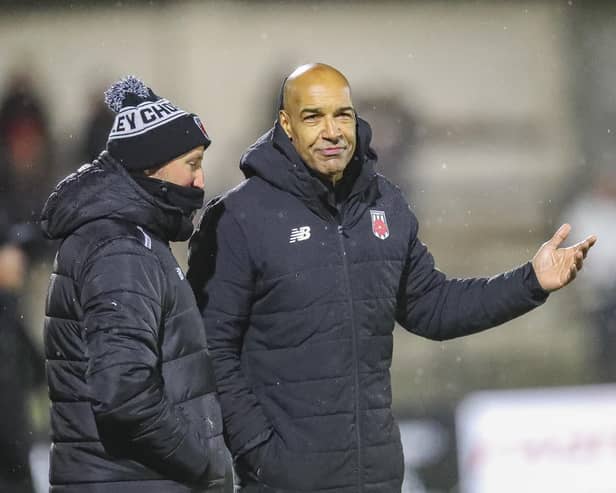 Chorle3y boss Andy Preece, right, with his assistant Chris Anderson (photo: David Airey/dia_images)