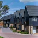 A street scene of new homes at the Keld development in Barrowford, Lancashire