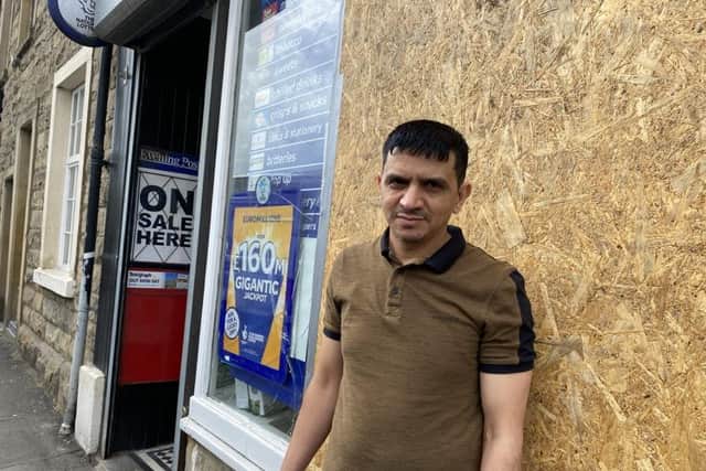 Newsagent Mustak Chahhadat pictured outside his shop on Berry Lane, Longridge, following a recent break-in